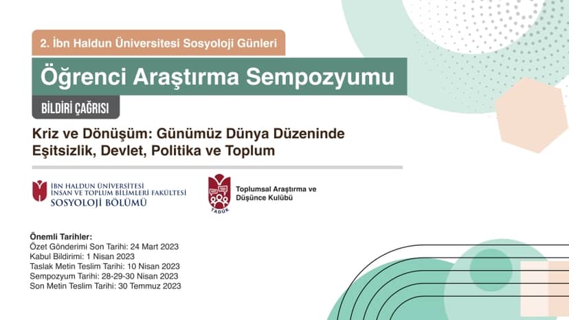 2nd IHU Sociology Days: Student Research Symposium “Crises and Transitions: Inequality, State, Politics, and Society in the Current World Order”
