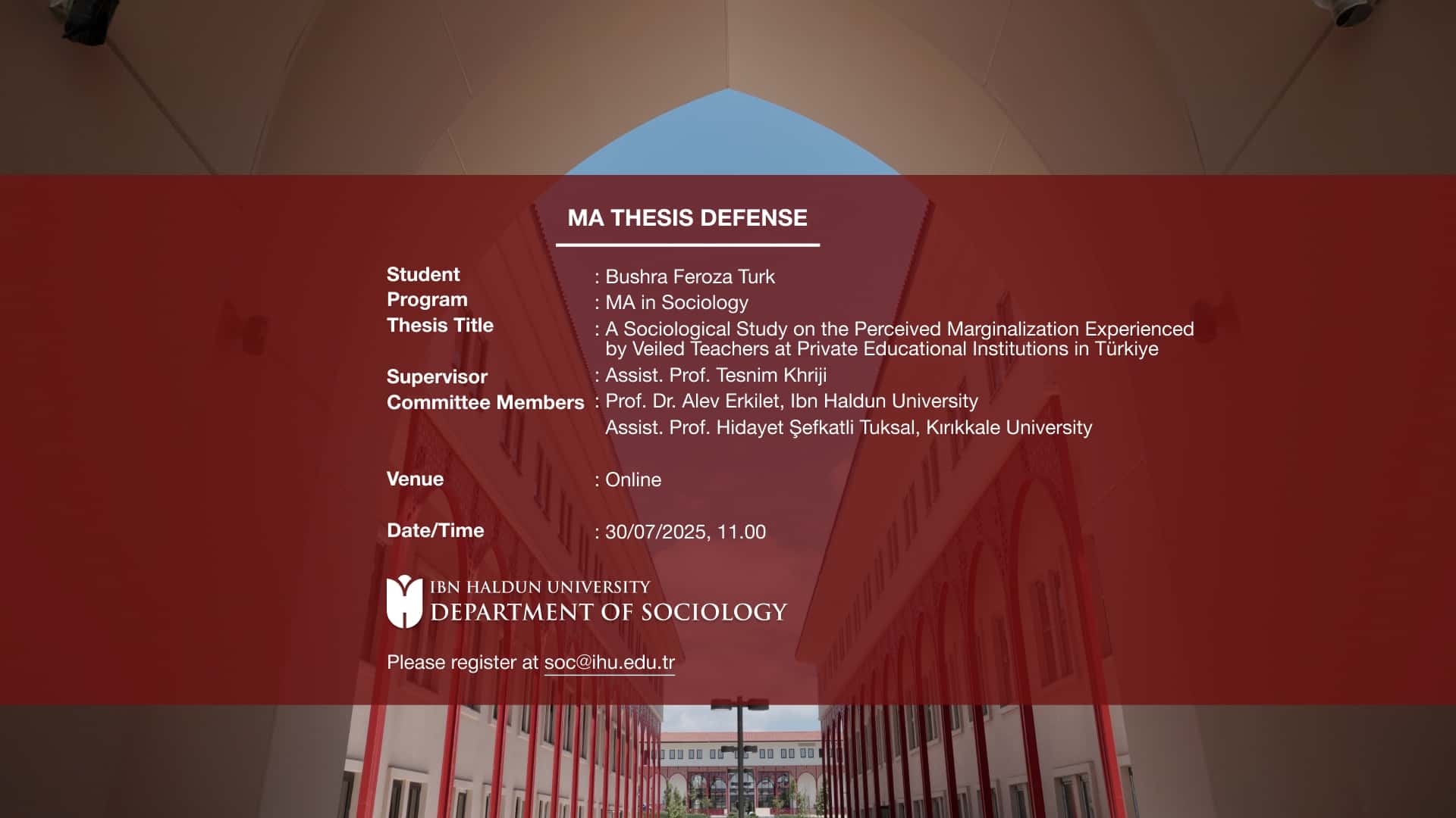 MA Thesis Defense: “A Sociological Study on the Perceived Marginalization Experienced by Veiled Teachers at Private Educational Institutions in Türkiye”